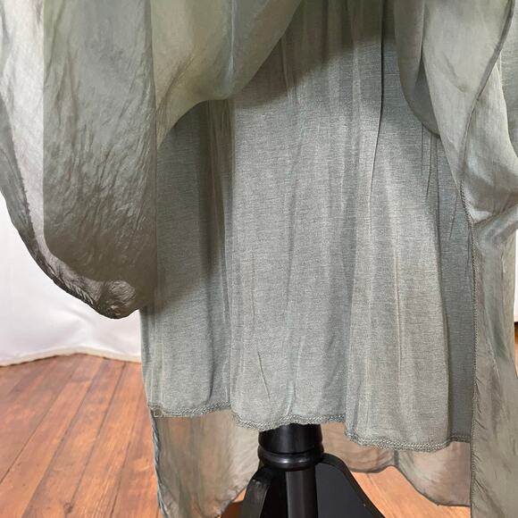 Laura Moretti Silk Sheer Maxi Dress Size M Olive Green Beachy Flowy Italy NWT - Picture 5 of 9